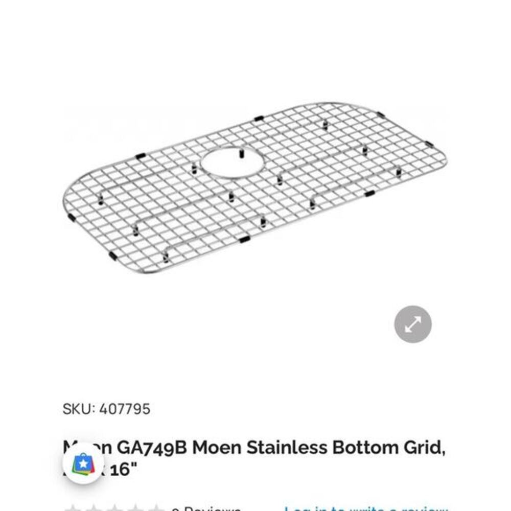 Moen GA749B Kitchen Sink Bottom Grid Protect 26"x16" Rear Drain D Shape Stainles